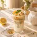 French Lemon Printed Glass Cup | Le Café au Lait Coffee Glass | Clear Borosilicate Milk & Juice Tumbler | Vintage Drinking Glass for Iced Coffee & Beverages